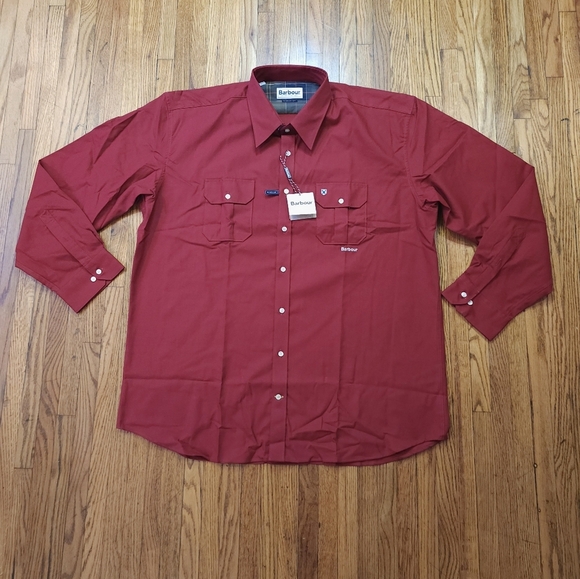 Barbour Other - Barbour Mens Regular Fit Button Down Shirt Size XL NEW Stonebridge Rich Red